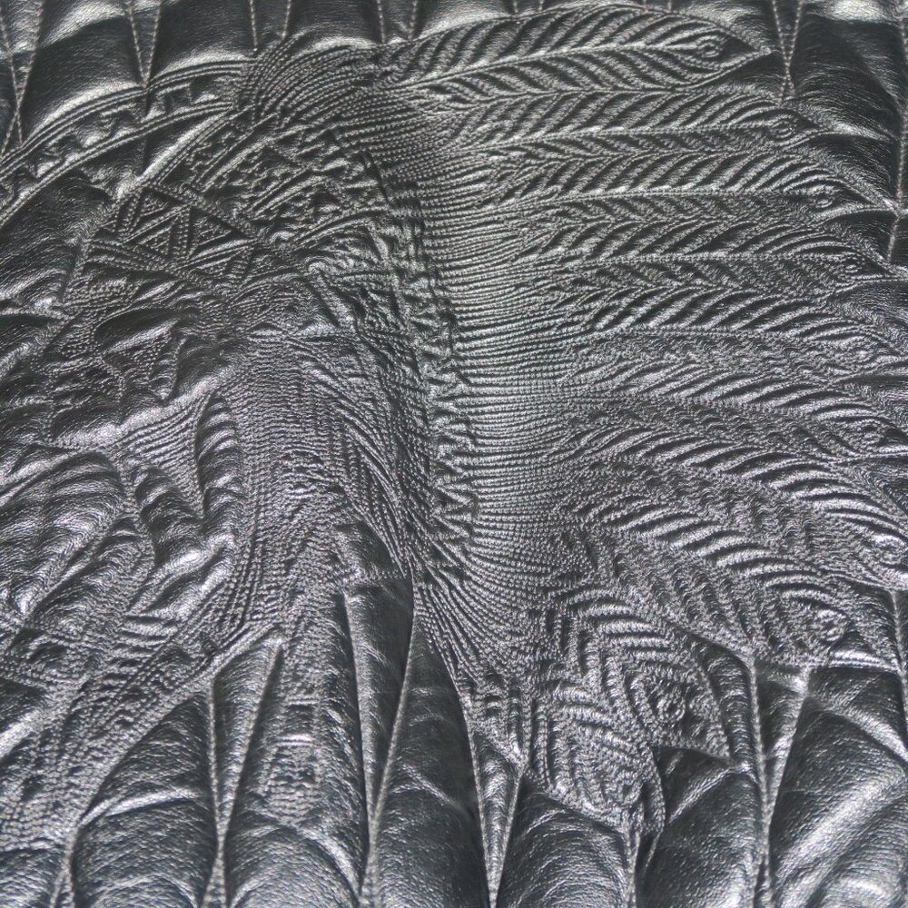VTG 90s Max USA Leather Jacket Patterned Indian Head Cherokee Native American XL - Picture 3 of 9